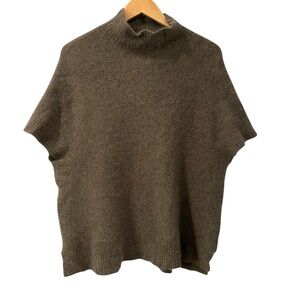 Isaac Mizrahi Live Olive Green Turtleneck Cashmere Pancho Sweater M/L